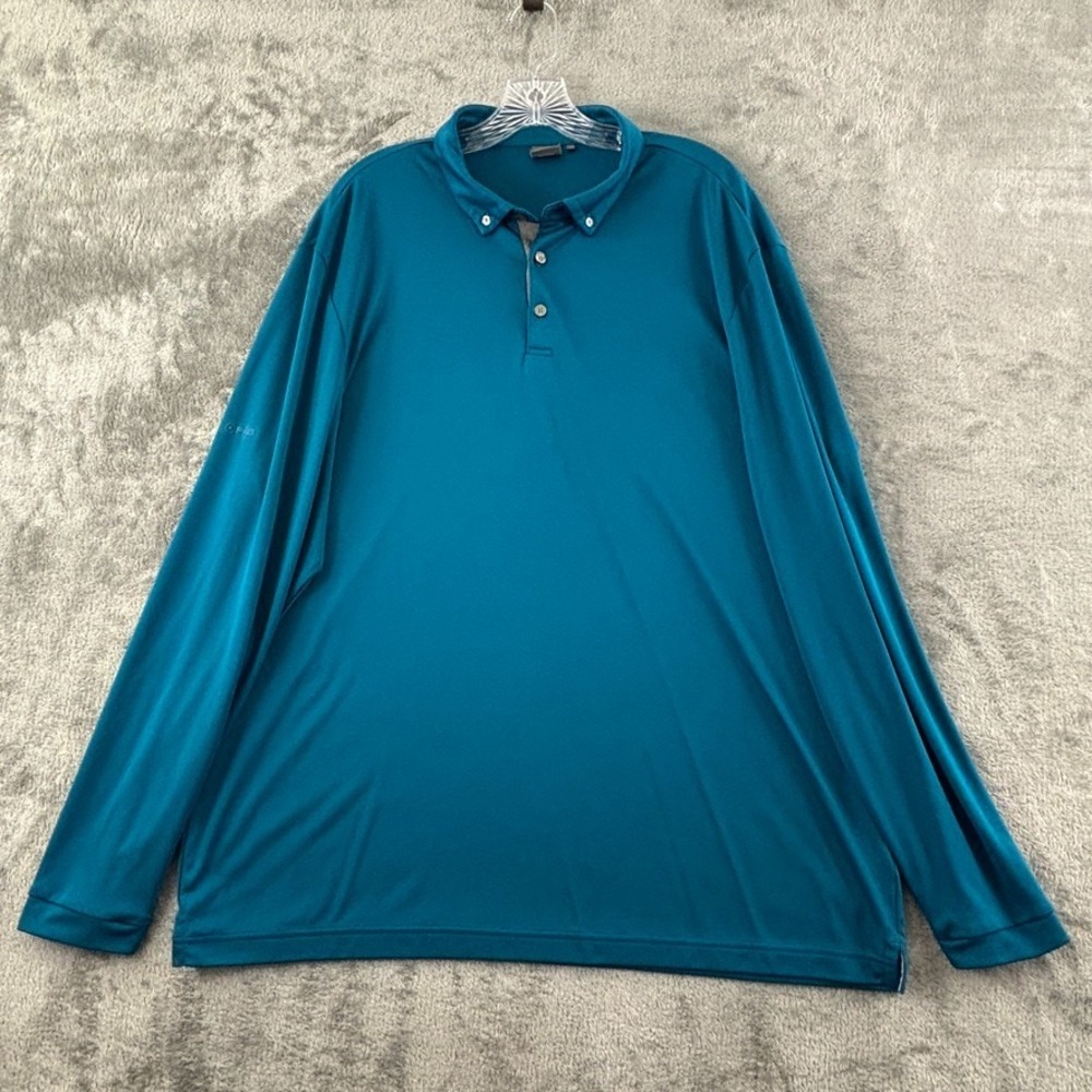 Ping SensorCool Golf Polo Long Sleeve Mens‎ XXL Blue Stretch Button Down Collar
